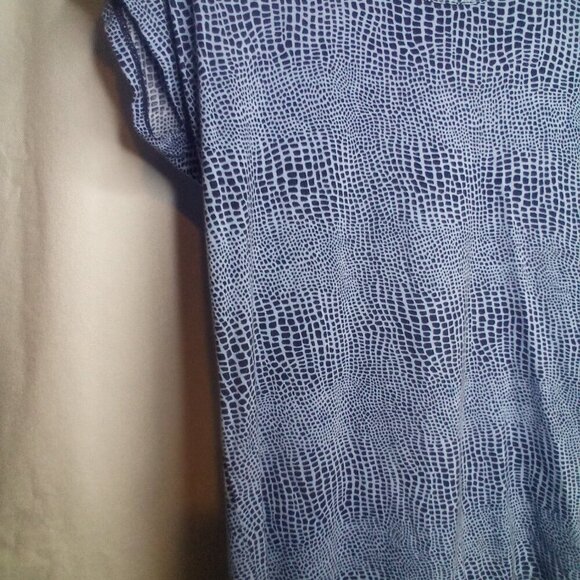 Michael Michael Kors Shirt Women S Short Sleeve Stretch Animal Print Blue Black - Picture 10 of 14